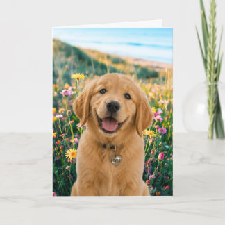 Carte Vous êtes aimé Golden Retriever Plié