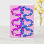 Carte Vous Êtes Aimés Coeurs Rose Et Bleu Salutation (Fleur jaune)