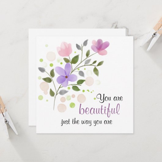 Carte Vous êtes belle comme vous êtes citée (Devant/Arrière en situation)