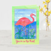 Carte Vous êtes dans l'aquarelle rose d'oiseau de (Fleur jaune)