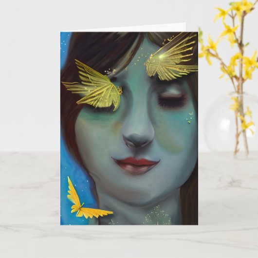 Carte Vous êtes dans mes pensées | Jolie dame (Fleur jaune)