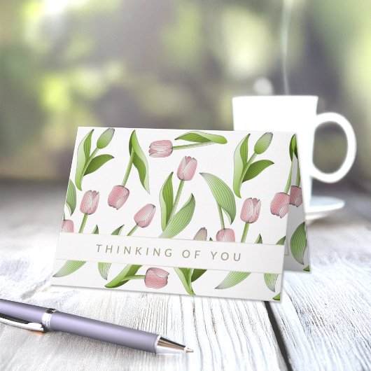 Carte Vous êtes dans mes pensées Tulipe rose moderne