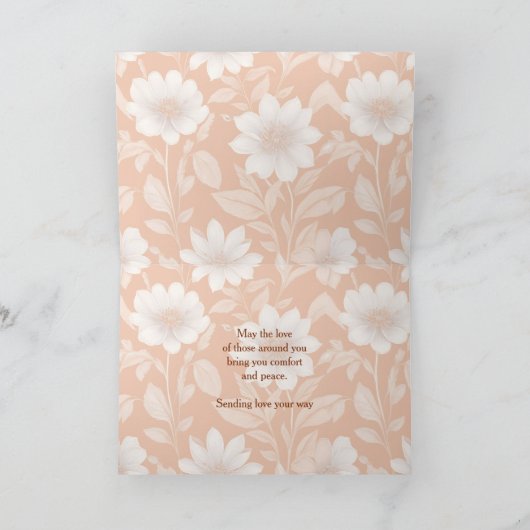 Carte Vous êtes dans nos pensées - Fleurs blanches sur O (Intérieur)