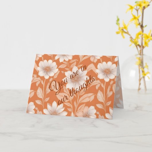 Carte Vous êtes dans nos pensées - Fleurs blanches sur O (Fleur jaune)