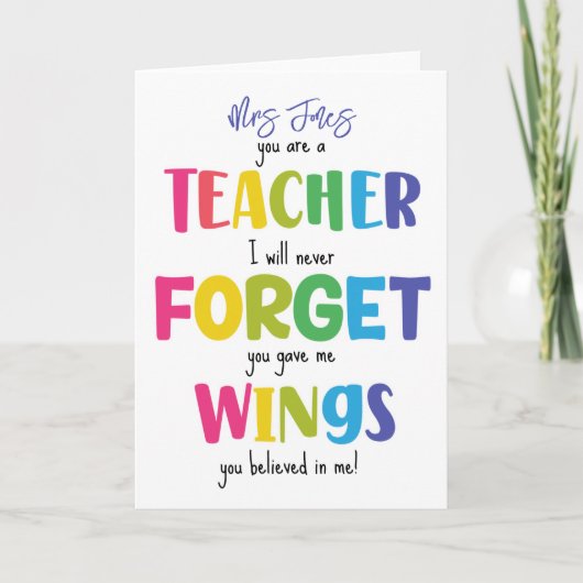 Carte Vous êtes enseignant, je n'oublierai jamais la car (Devant)
