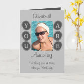 Carte Vous êtes extraordinaire ajouter nom photo gris an (Fleur jaune)