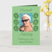 Carte Vous êtes extraordinaire ajouter nom photo vert an (Fleur jaune)