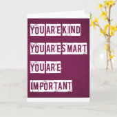 Carte Vous Êtes Gentil, Vous Êtes Intelligent, Vous Êtes (Fleur jaune)