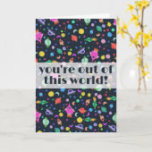 Carte Vous êtes hors de ce monde Aquarelle Espace (Fleur jaune)