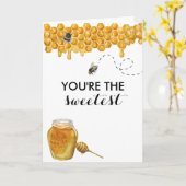 Carte Vous êtes la plus douce aquarelle d'abeille de mie (Fleur jaune)