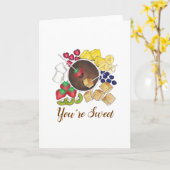 Carte Vous êtes le gâteau aux fruits au chocolat au Merc (Fleur jaune)