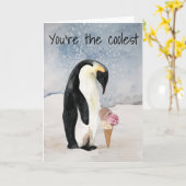 Carte Vous êtes le plus cool Penguin Saint-Valentin (Fleur jaune)