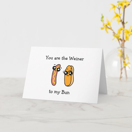 Carte Vous êtes le Weiner à mon Bun, la Saint-Valentin (Fleur jaune)