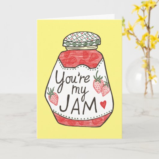 Carte VOUS ÊTES MA Fraise JAM Illustration Personnalisat (Fleur jaune)