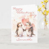 Carte Vous êtes ma Saint Valentin Penguin (Fleur jaune)