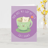 Carte Vous êtes ma tasse de thé dessin animé valentin (Fleur jaune)