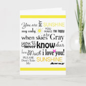 Carte Vous êtes mon soleil (Devant)