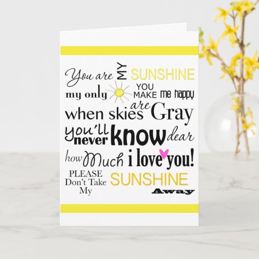 Carte Vous êtes mon soleil (Fleur jaune)