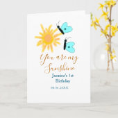 Carte Vous êtes mon soleil jaune orange soleil bleu papi (Fleur jaune)