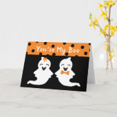 Carte Vous êtes My Boo Cute Ghost Halloween Pois (Fleur jaune)