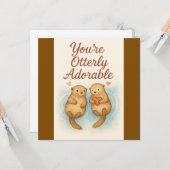 Carte Vous êtes Otterly Adorable - Boutons d'aquarelle m (Devant/Arrière en situation)