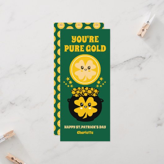 Carte Vous êtes Pure Gold St. Patrick's Day Pot Of Gold (Devant/Arrière en situation)