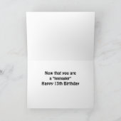 Carte "VOUS" ÊTES UN "ADO" JOYEUX ANNIVERSAIRE "13ème" ! (Intérieur)