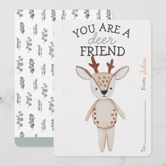 Carte Vous Êtes Un Ami De Cerfs Valentines Salle De Clas (Devant / Derrière)