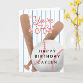 Carte Vous êtes un Anniversaire de enfant de baseball to (Fleur jaune)