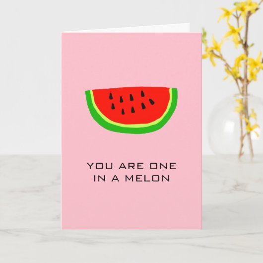Carte Vous êtes un dans un Melon Fruit Food Pun Amour (Fleur jaune)