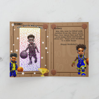 Carte Vous Êtes un Garçon de Basket-ball Noir Anniversai