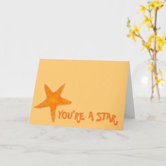 Carte Vous êtes une Star Orange Starfish Congrats Shell  (Fleur jaune)