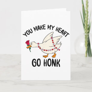 Carte Vous faites battre mon cœur Honk Oie drôle Saint V