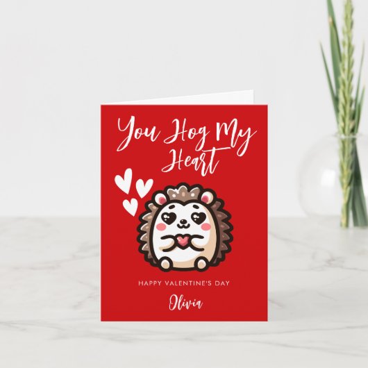 Carte Vous Hog Mon Cœur | Saint-Valentin Pun Hérisson (Devant)