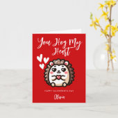 Carte Vous Hog Mon Cœur | Saint-Valentin Pun Hérisson (Fleur jaune)