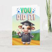 Carte Vous L'Avez Fait ! Joie de graduation de la vache (Devant)