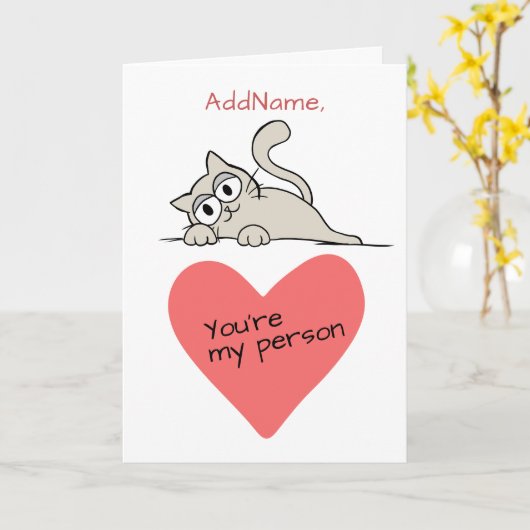 Carte Vous Ma Personne J'Aime Vous Ajouter Nom Cat Salut (Fleur jaune)