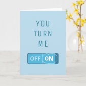 Carte Vous M'Activez Bouton Bleu Saint Valentin Masculin (Fleur jaune)