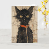 Carte Vous Manque Chat Message de Bienvenue (Fleur jaune)