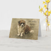 CARTE VOUS MANQUEREZ TRISTE CHIEN. (Fleur jaune)