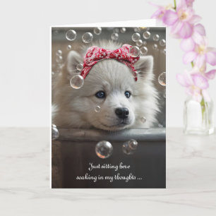 Carte Vous manquez avec mignon Samoyed Type Chien blanc