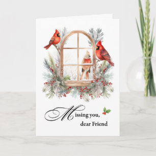 Carte Vous Manquez Cher Ami Oiseaux Cardinaux D'Hiver