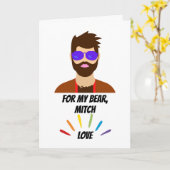 Carte Vous manquez et Ours Hugs Gay Thème (Fleur jaune)