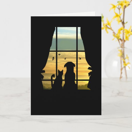 Carte Vous manquez Je vous manque mignon chien et chat d (Fleur jaune)