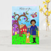 Carte Vous manquez, la Dame de Whimsical et l'amitié des (Fleur jaune)