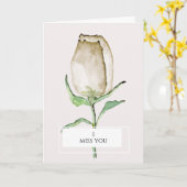 Carte Vous me manquez, Moderne, élégant, rose, (Fleur jaune)