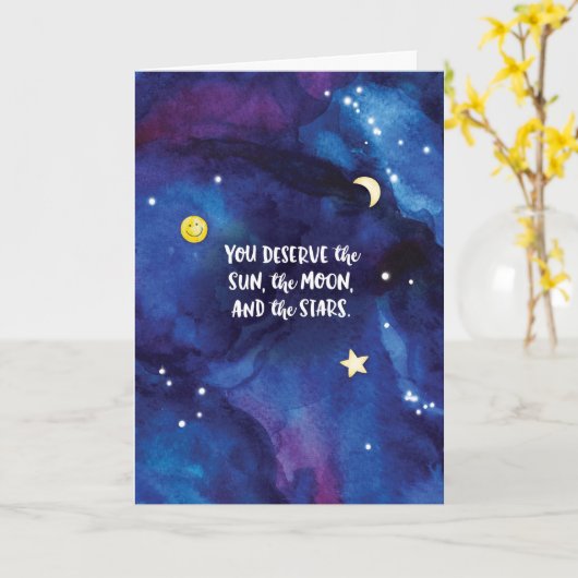 Carte Vous méritez le soleil, la lune et les étoiles (Fleur jaune)