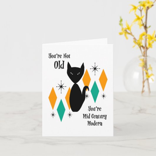 Carte Vous n'êtes pas vieux, vous êtes un chat moderne d (Fleur jaune)