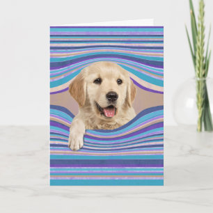Carte Vous pensant Retriever doré dans un Trou Abstrait