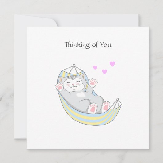 Carte Vous penser Kitty Chat avec coeur dans Hamac C (Devant)